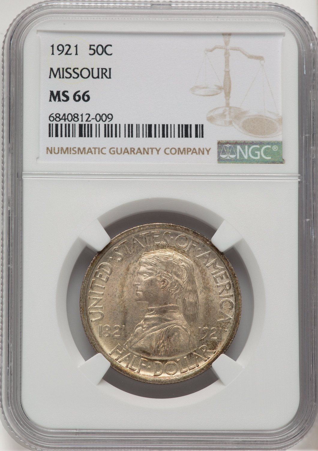 1921 50C Missouri Commemorative Silver NGC MS66 (521164011)