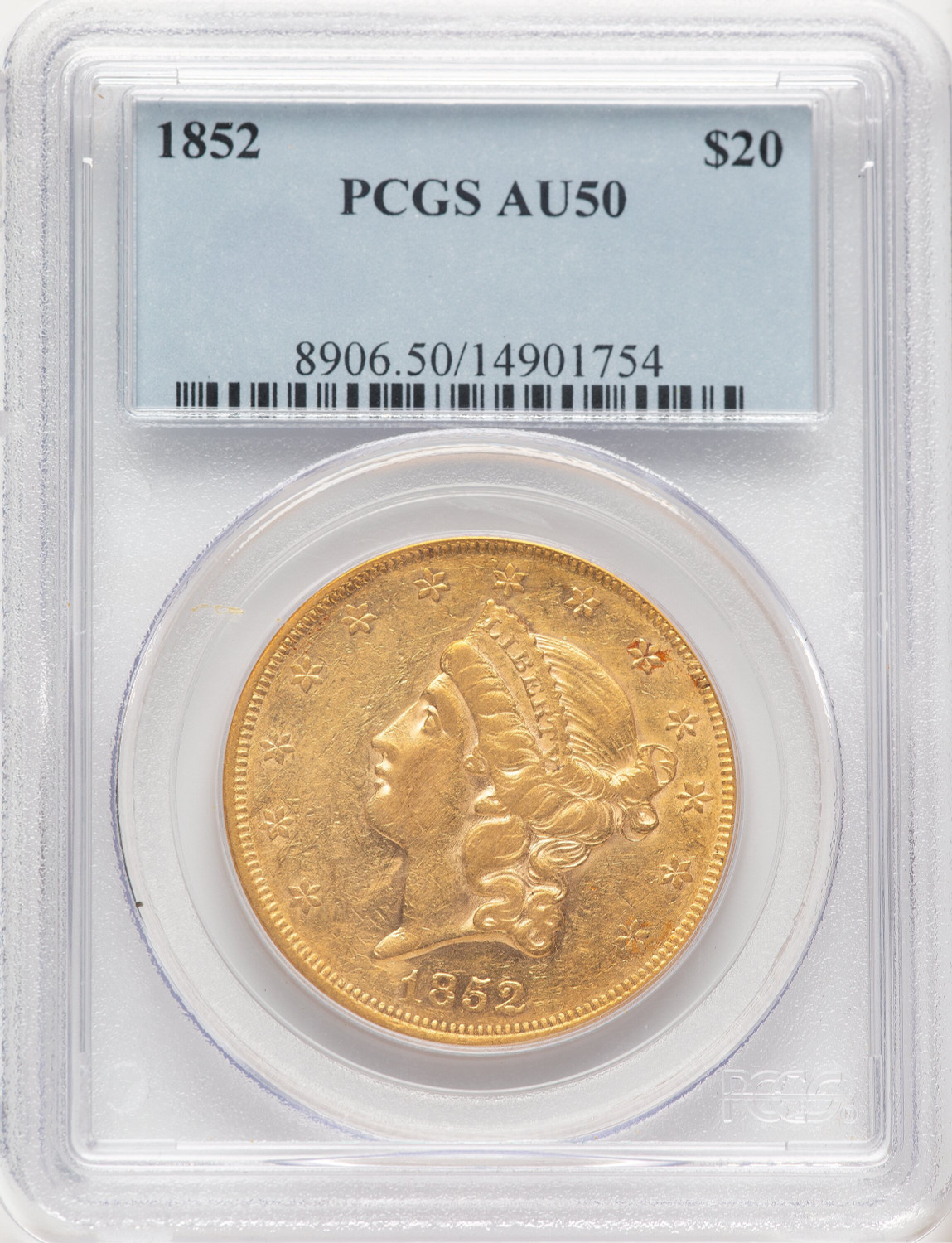 1852 $20 Liberty Double Eagle PCGS AU50 (779012001)