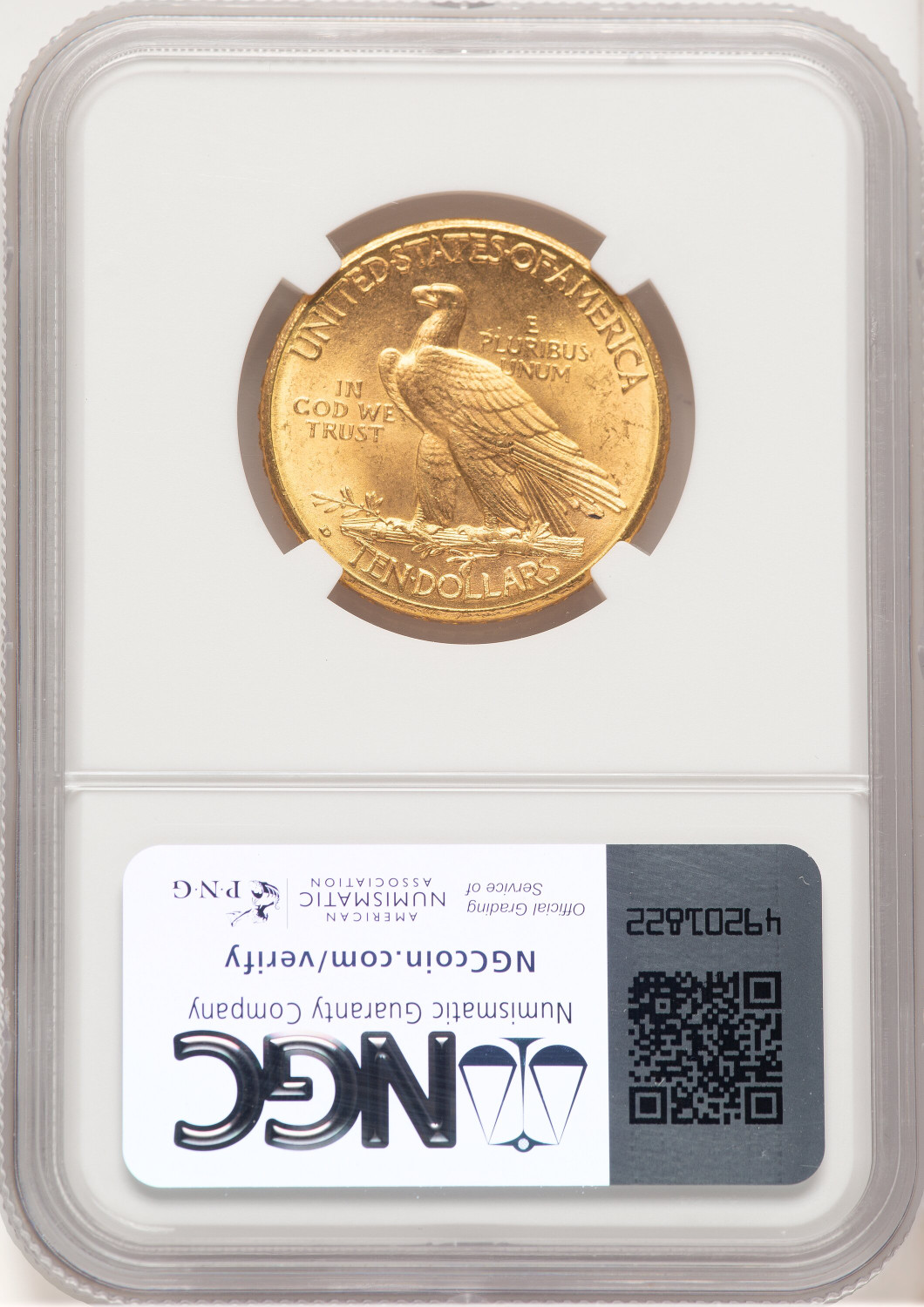 1910-D $10 Indian Eagle NGC MS64 (779331012). Second Image