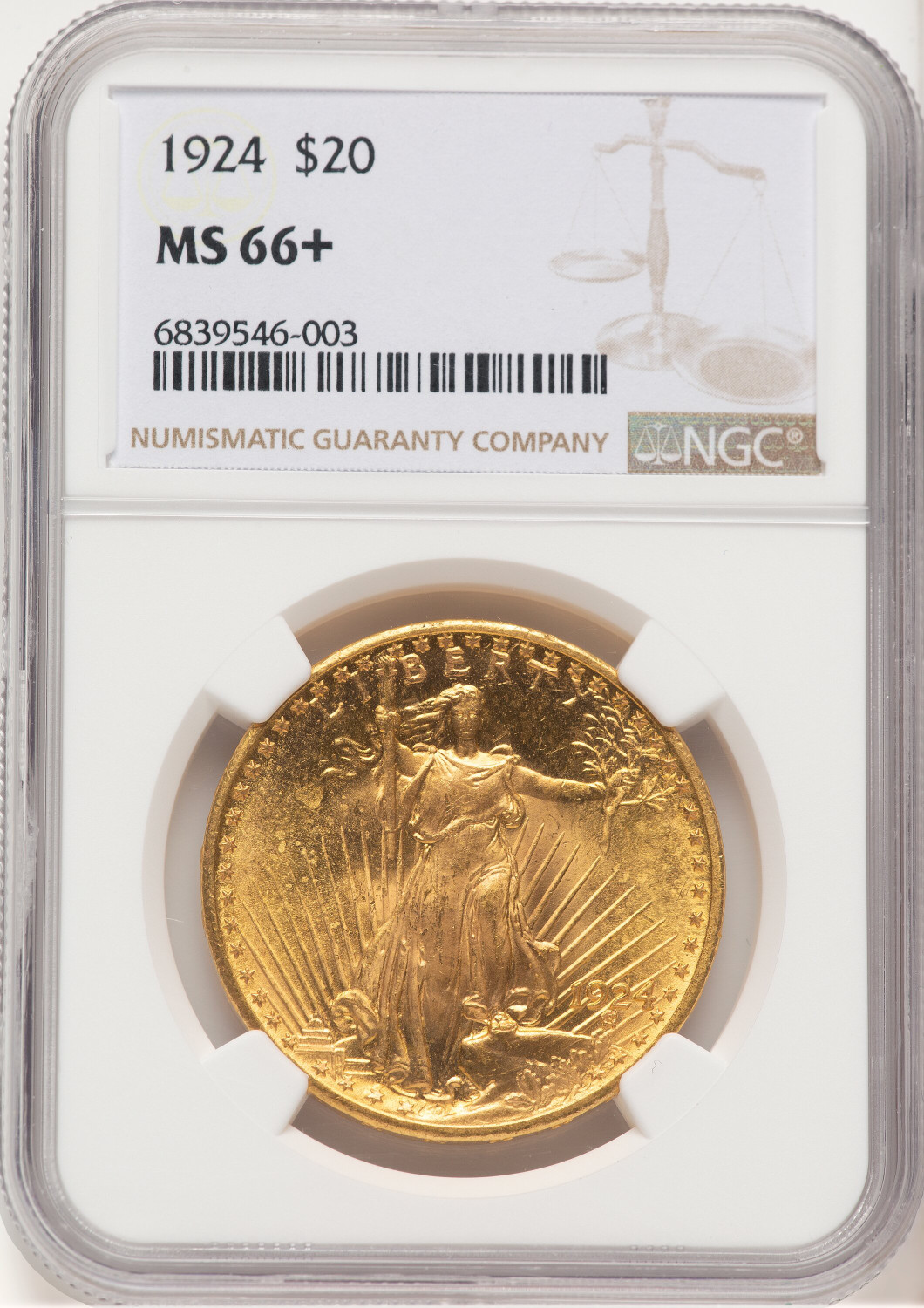 1924 $20 Saint Saint-Gaudens Double Eagle NGC MS66+ (779331019)