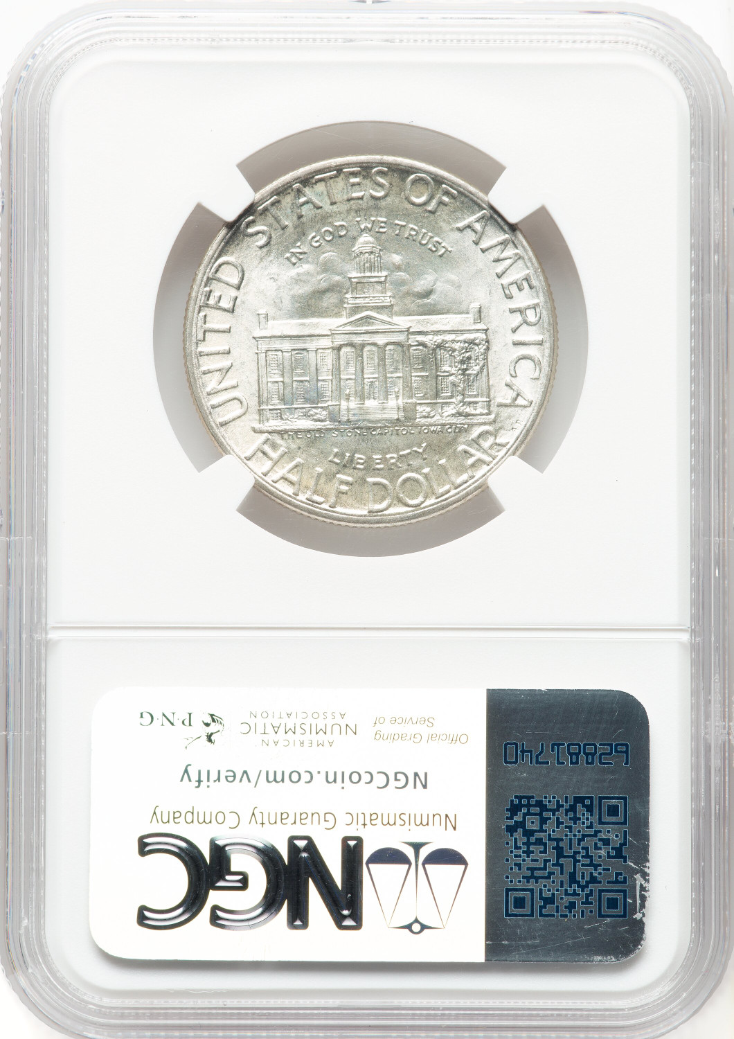 1946 50C Iowa Commemorative Silver NGC MS68. Second Image
