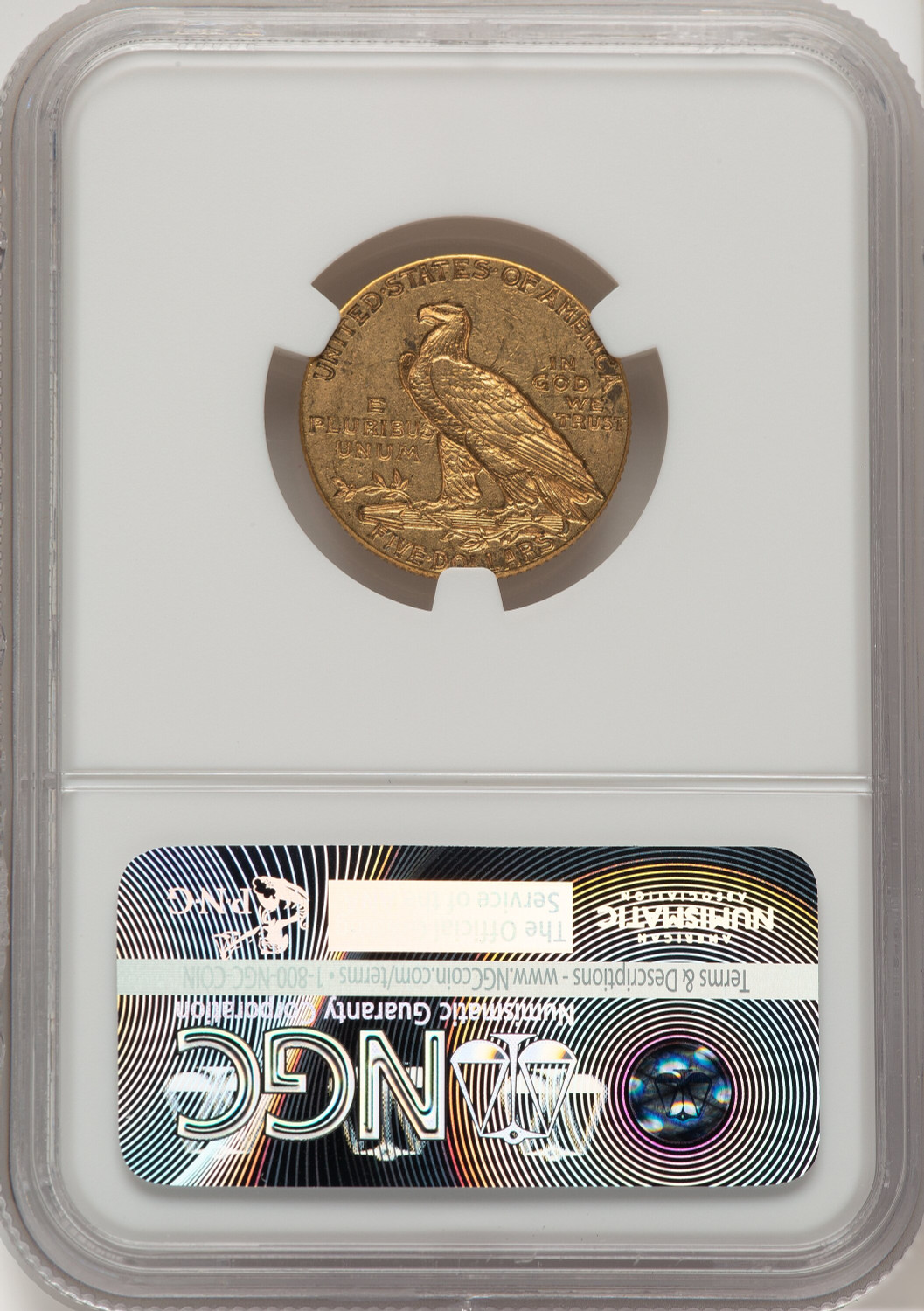 1911-D $5 Indian Half Eagle NGC AU58 (777498002). Second Image