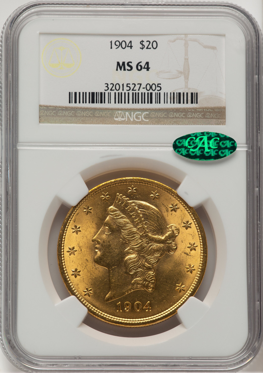1904 $20 Liberty CAC Liberty Double Eagle NGC MS64 (777633021)