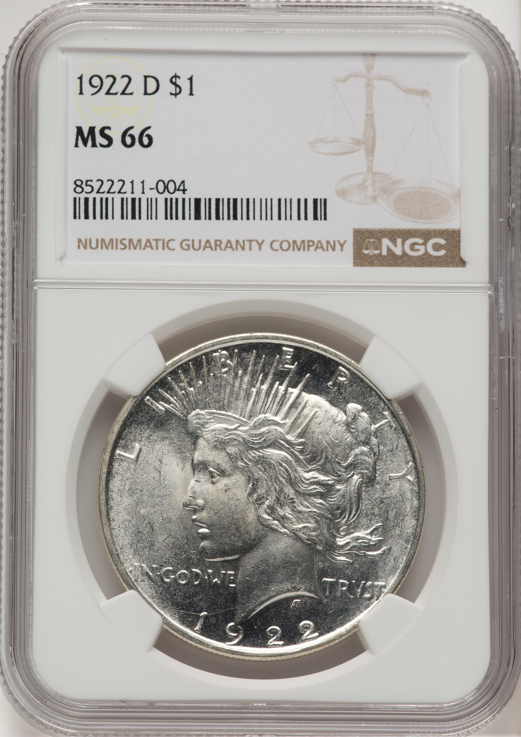1922-D Peace Dollar NGC MS66 (777831003)