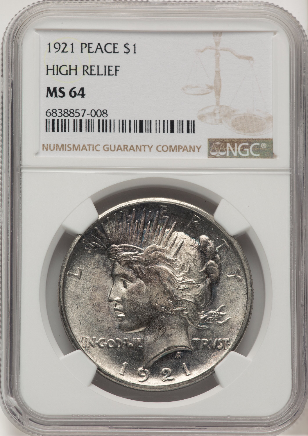 1921 Peace Dollar NGC MS64 (777985020)