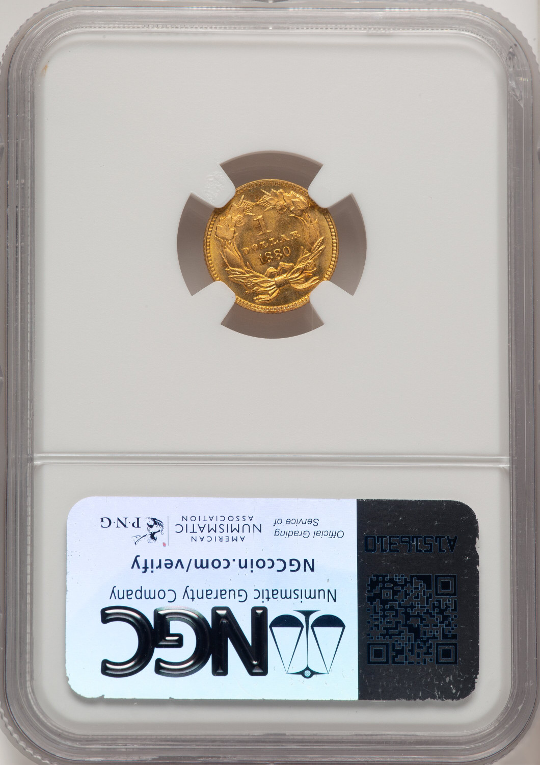 1880 G$1 Gold Dollar NGC MS68 (507450001). Second Image