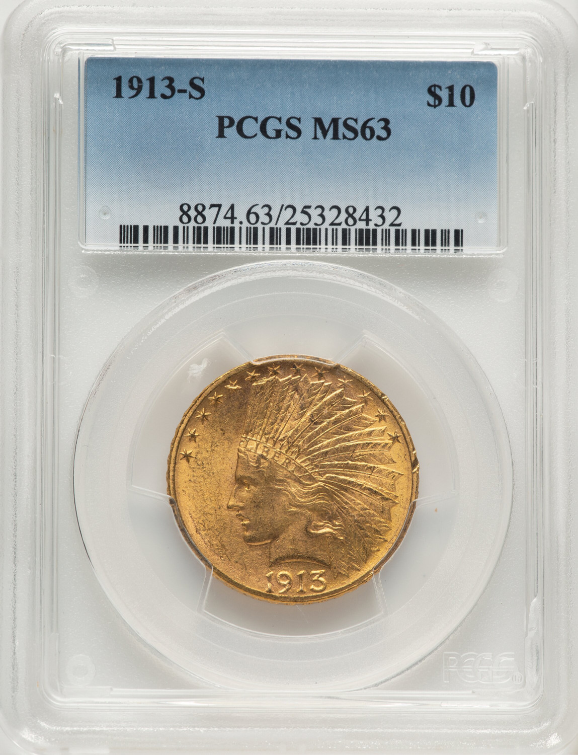 1913-S $10 Indian Eagle PCGS MS63
