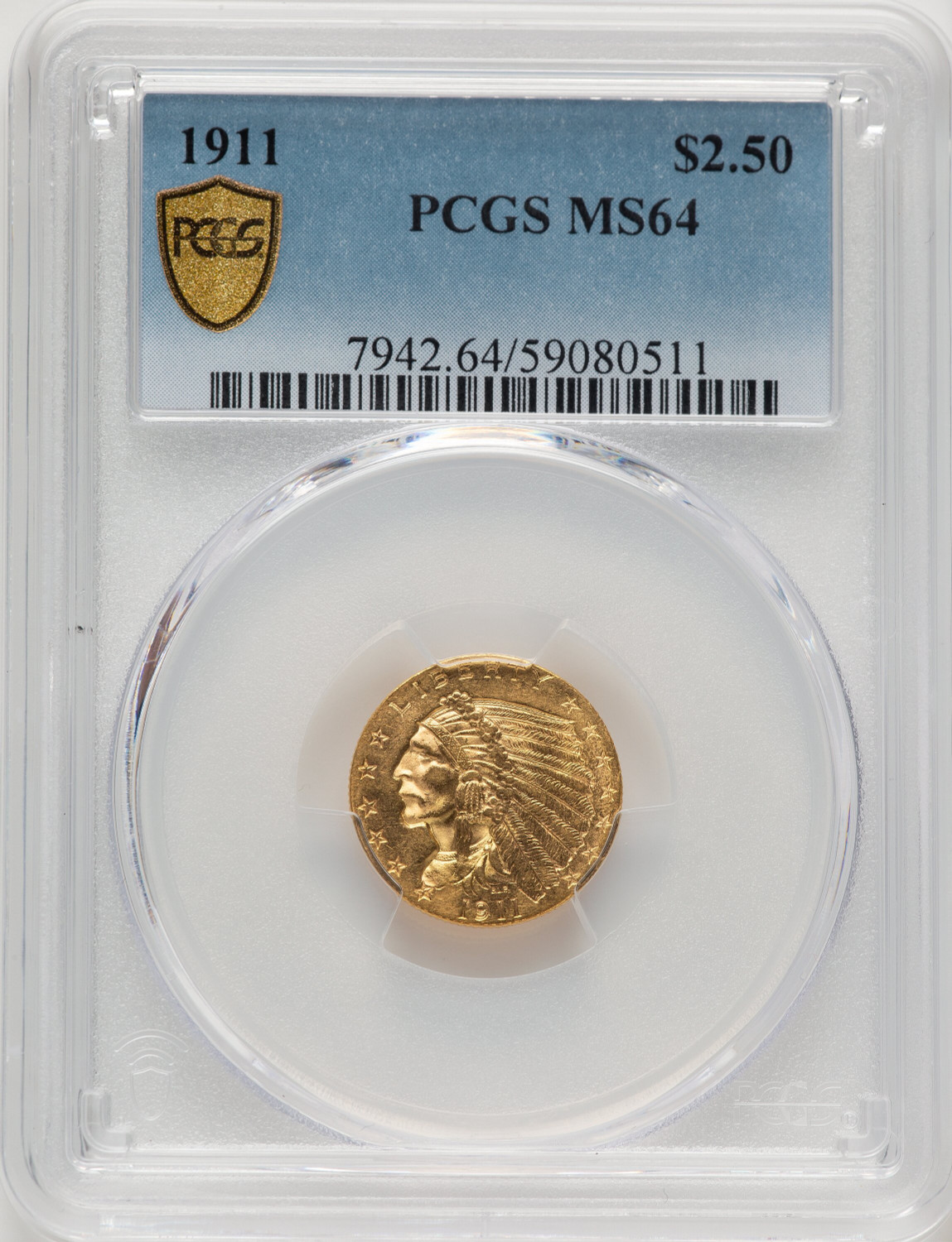 1911 $2.50 Indian Quarter Eagle PCGS MS64 (521326003)