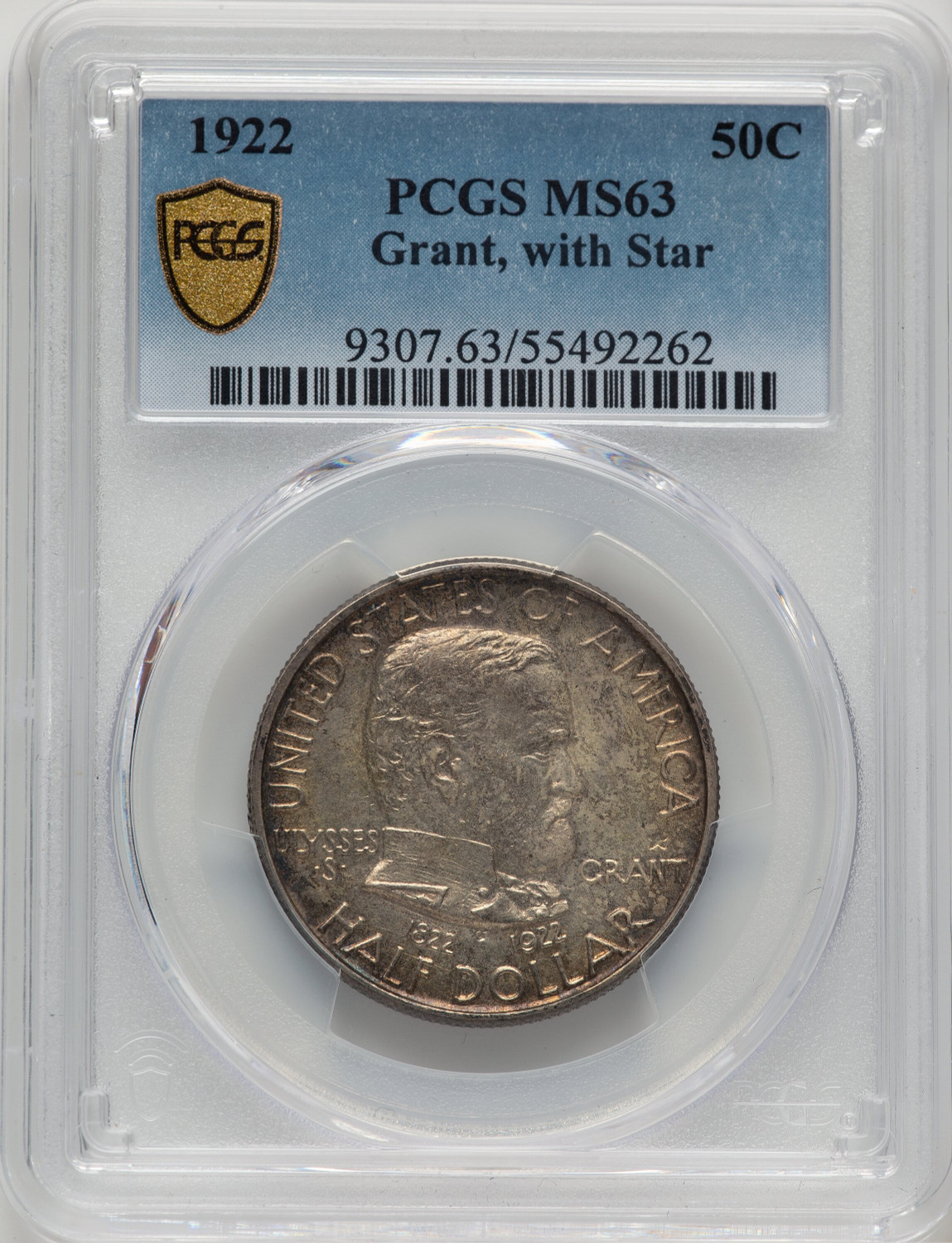1922 50C Grant With Star Commemorative Silver PCGS MS63