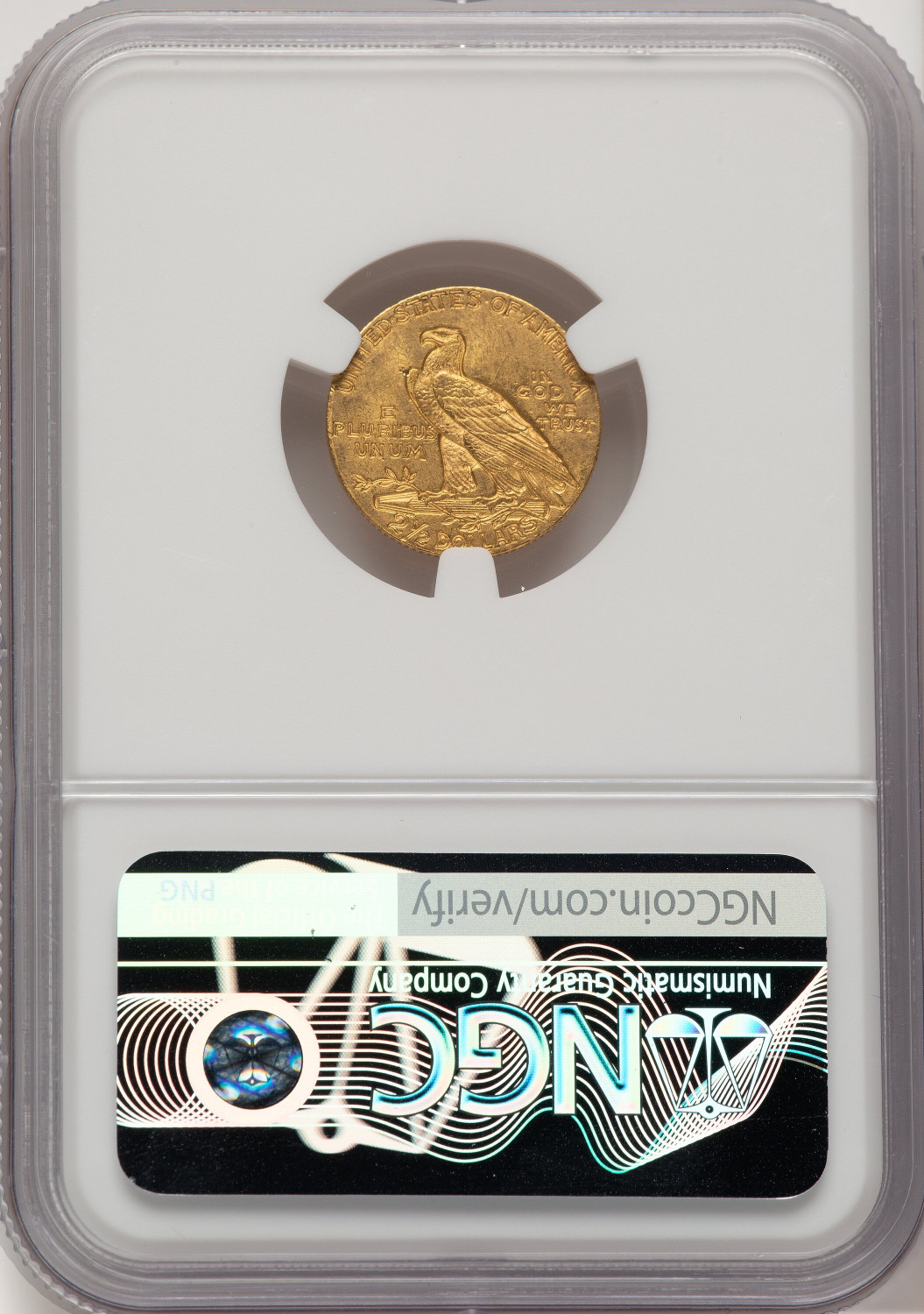 1911 $2.50 Indian Quarter Eagle NGC MS62+. Second Image