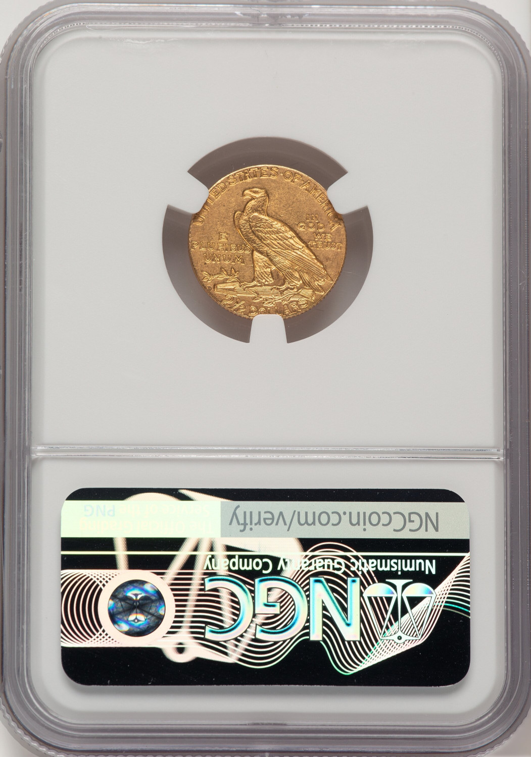 1911-D $2.50 Indian Quarter Eagle NGC MS62 (763757001). Second Image