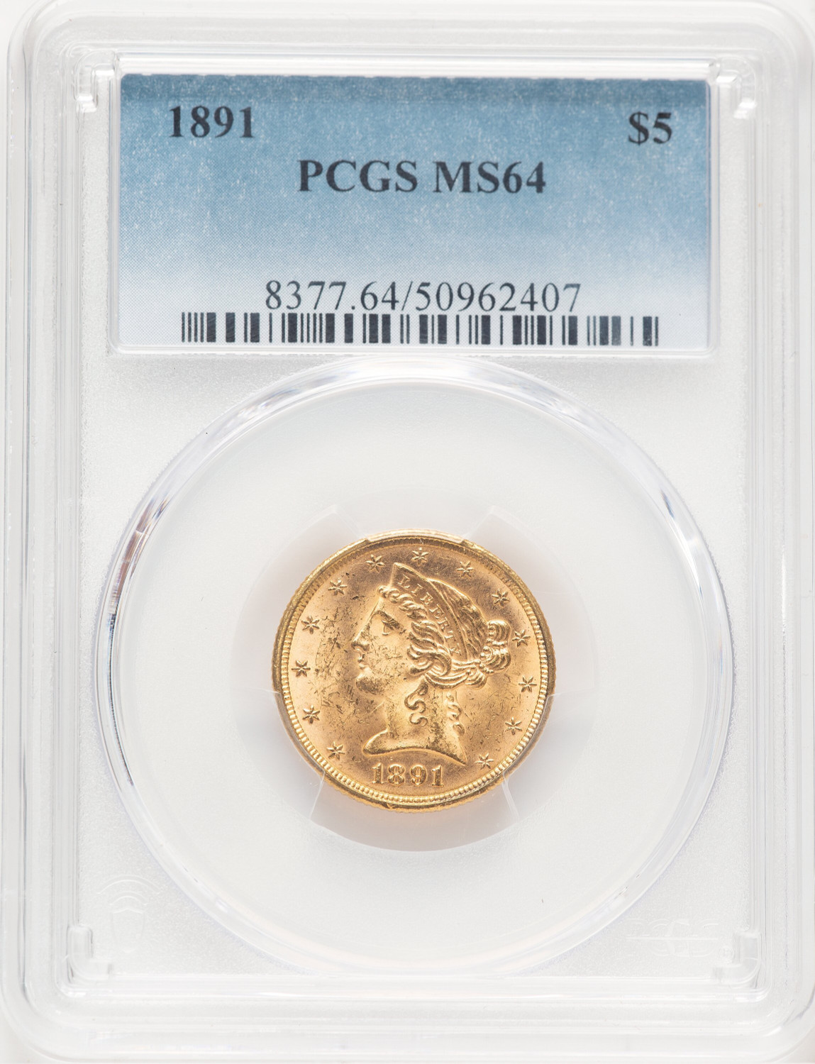 1891 $5 Liberty Half Eagle PCGS MS64 (777398042)