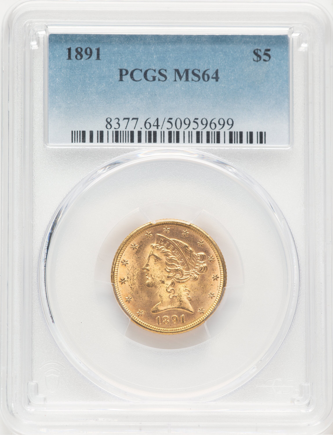 1891 $5 Liberty Half Eagle PCGS MS64 (777398043)