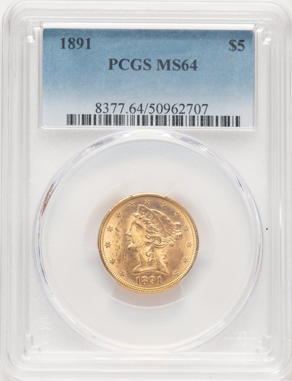 1891 $5 Liberty Half Eagle PCGS MS64 (777398044)