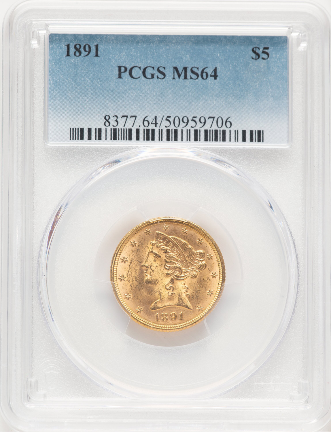 1891 $5 Liberty Half Eagle PCGS MS64 (777398045)
