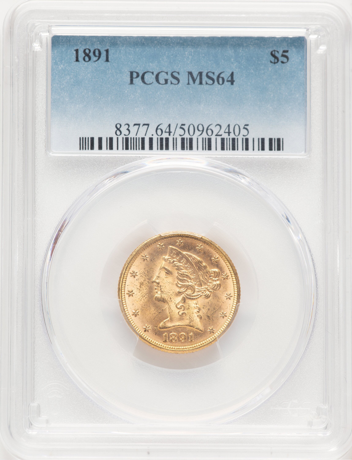 1891 $5 Liberty Half Eagle PCGS MS64 (777398047)