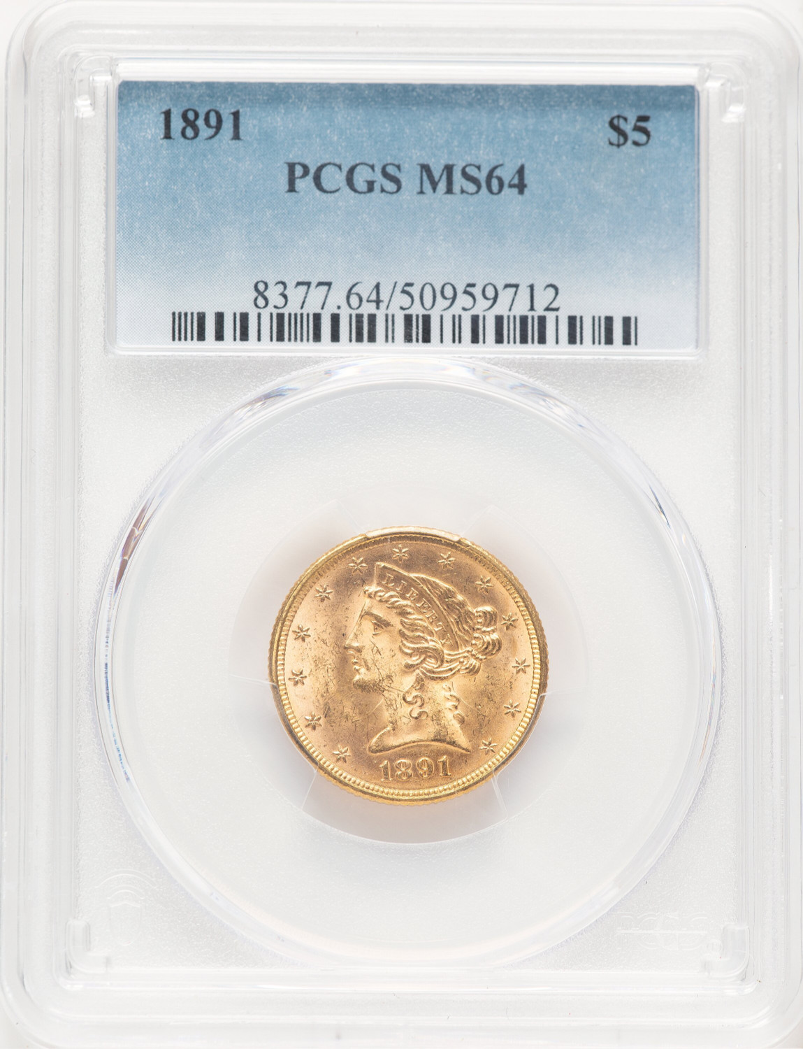 1891 $5 Liberty Half Eagle PCGS MS64 (777398048)