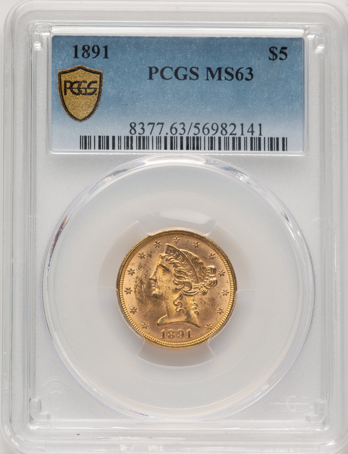 1891 $5 Liberty Half Eagle PCGS MS63 (777985031)