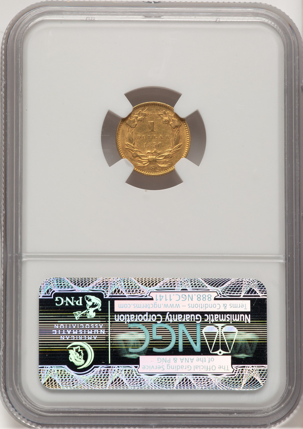 1856-S G$1 Type 2 Gold Dollar NGC AU58 (778256033). Second Image