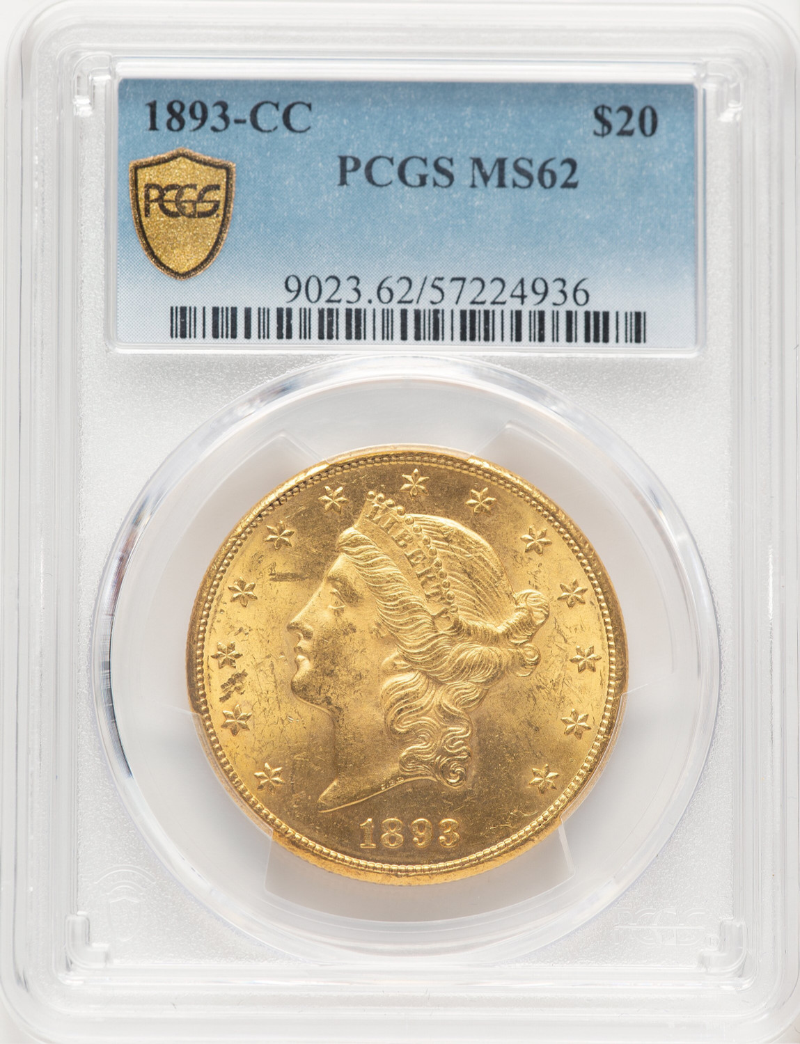 1893-CC $20 Liberty Double Eagle PCGS MS62