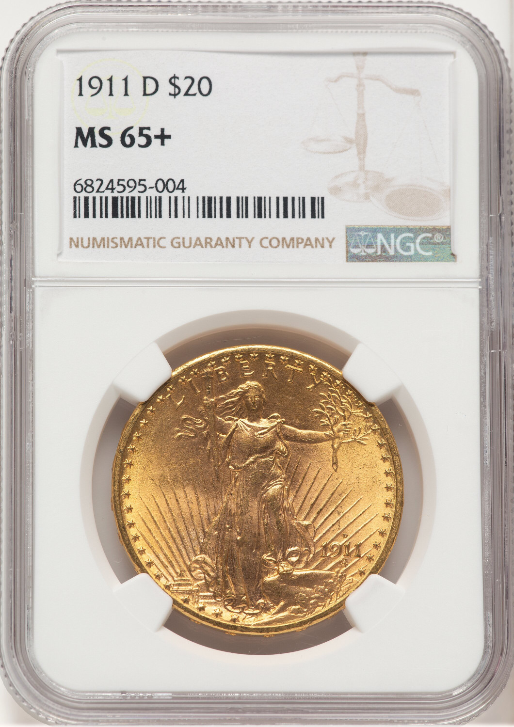 1911-D $20 Saint-Gaudens Double Eagle NGC MS65+ (777489007)