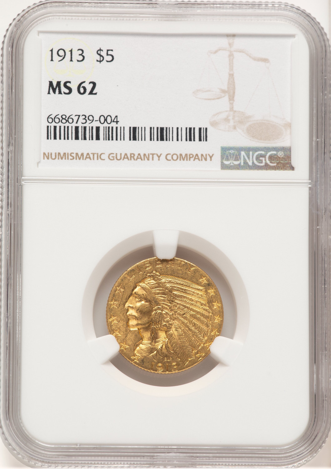 1913 $5 Indian Half Eagle NGC MS62 (507436025)