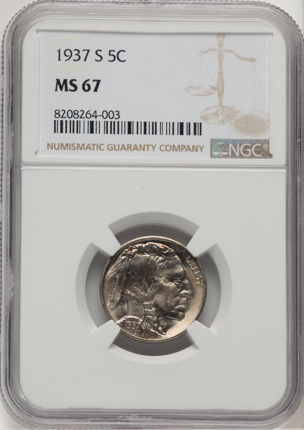 1937-S 5C Buffalo Nickel NGC MS67 (521164023)