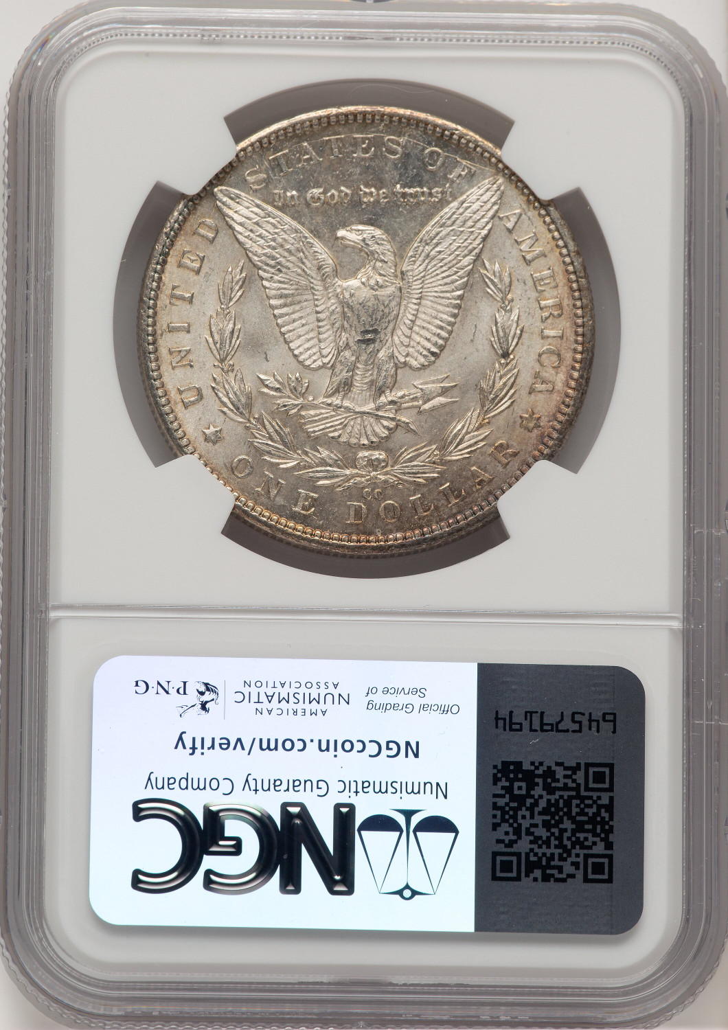 1890-CC Morgan Dollar NGC MS61 (777483003). Second Image