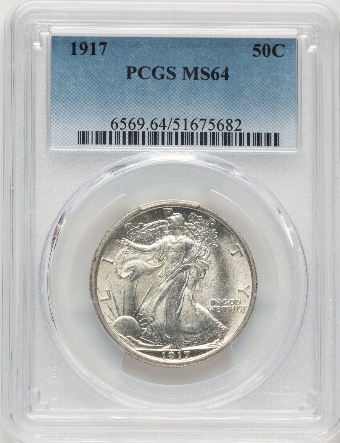 1917 50C Walking Liberty Half Dollar PCGS MS64 (777483041)