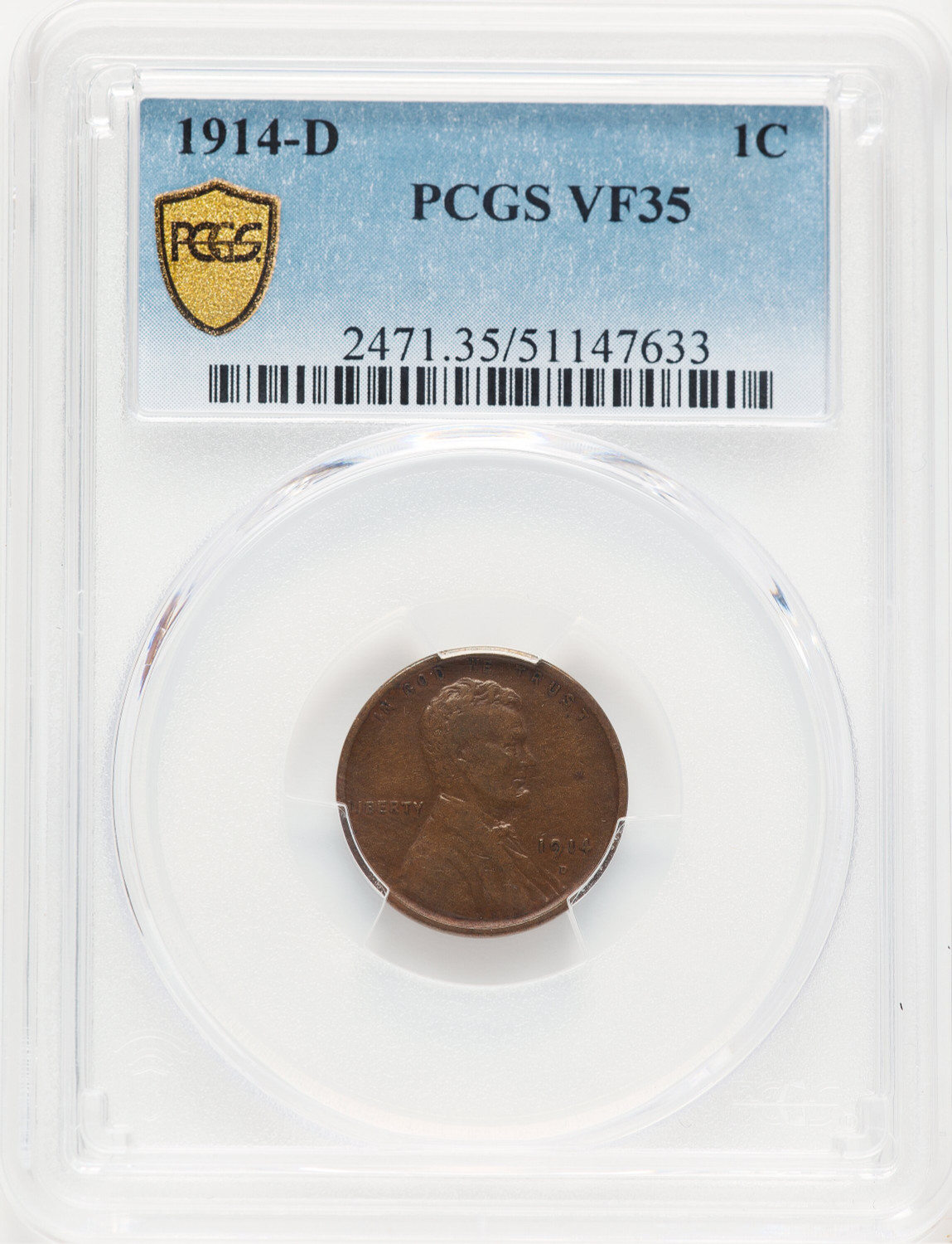 1914-D 1C BN Lincoln Cent PCGS VF35