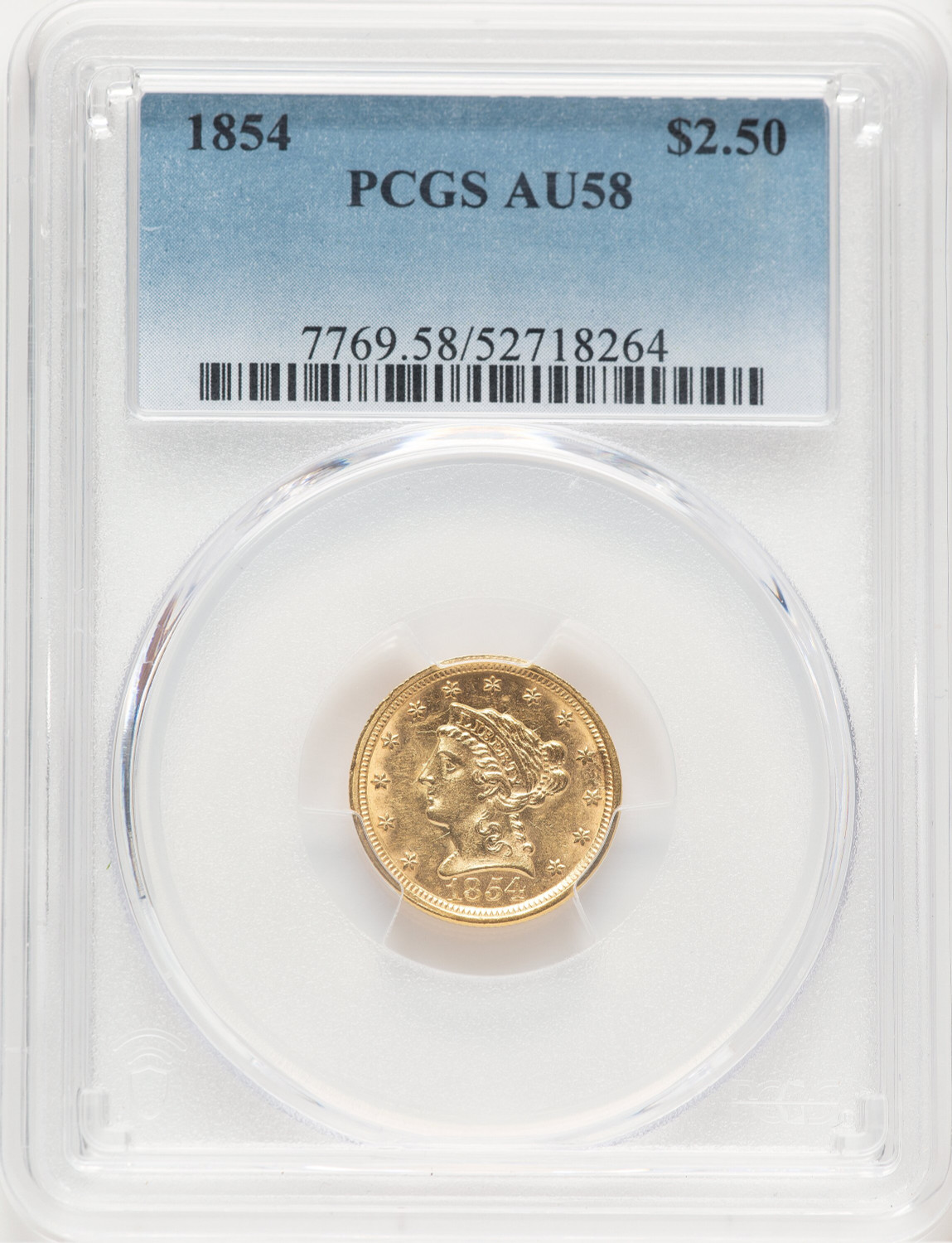 1854 $2.50 Liberty Quarter Eagle PCGS AU58