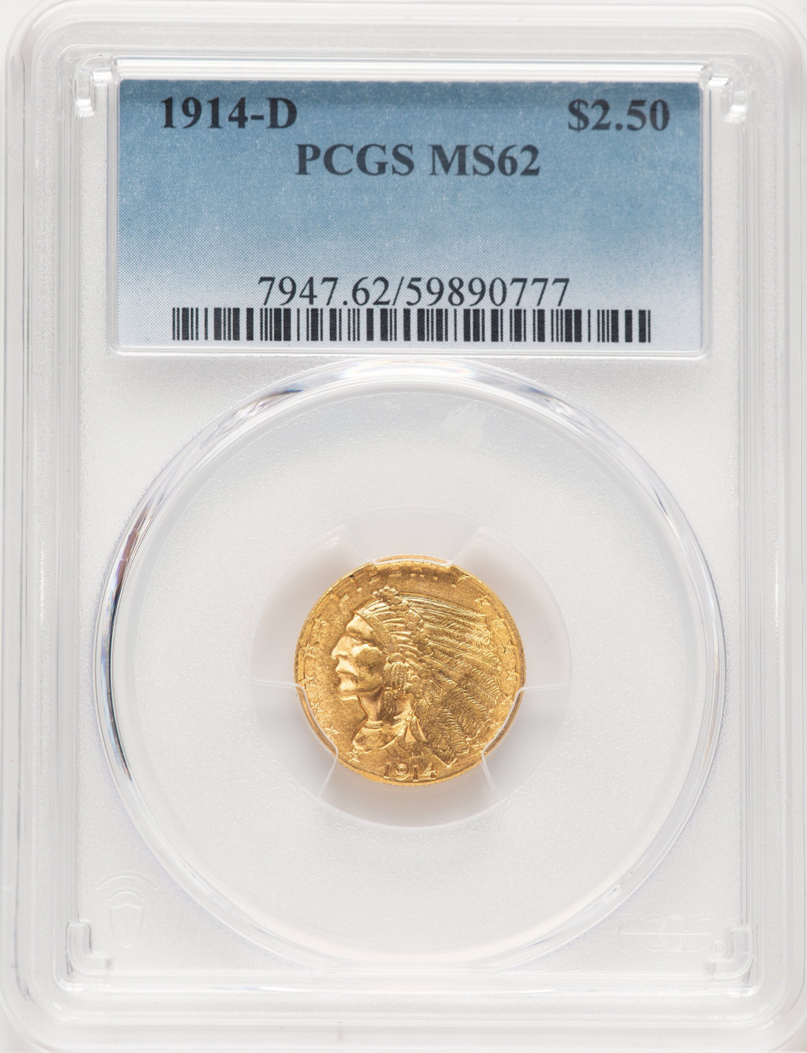 1914-D $2.50 Indian Quarter Eagle PCGS MS62 (778883017)