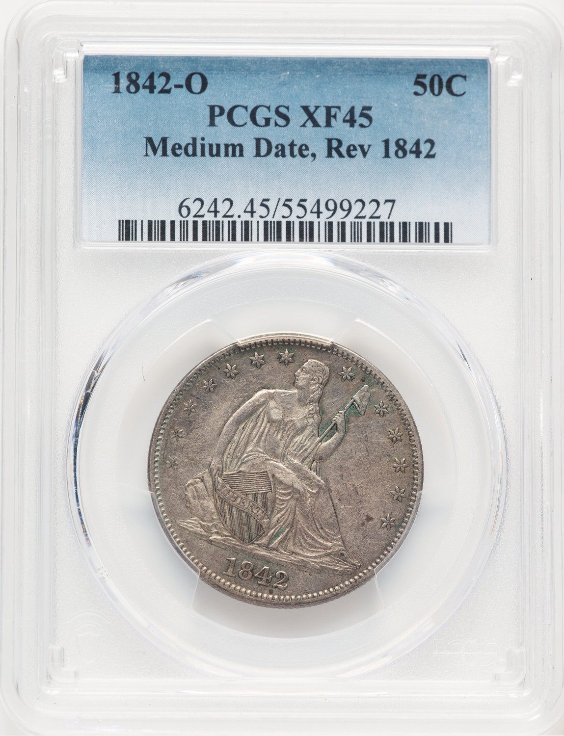 1842-O 50C Medium Date Seated Half Dollar PCGS XF45