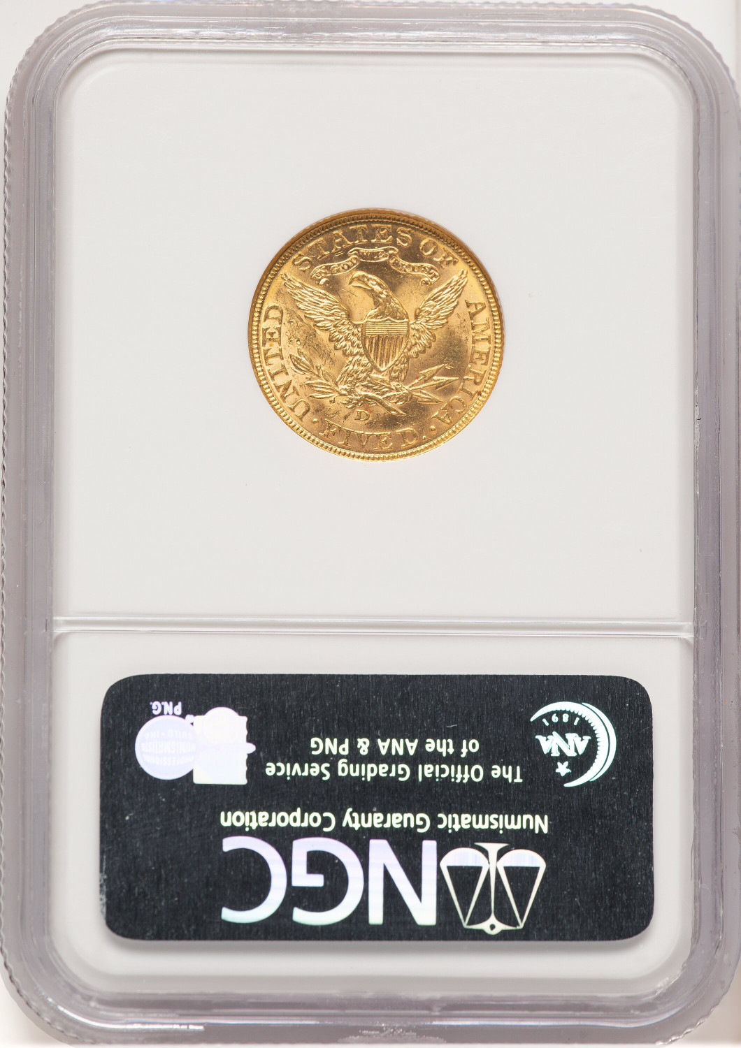 1907-D $5 Liberty Half Eagle NGC MS63. Second Image