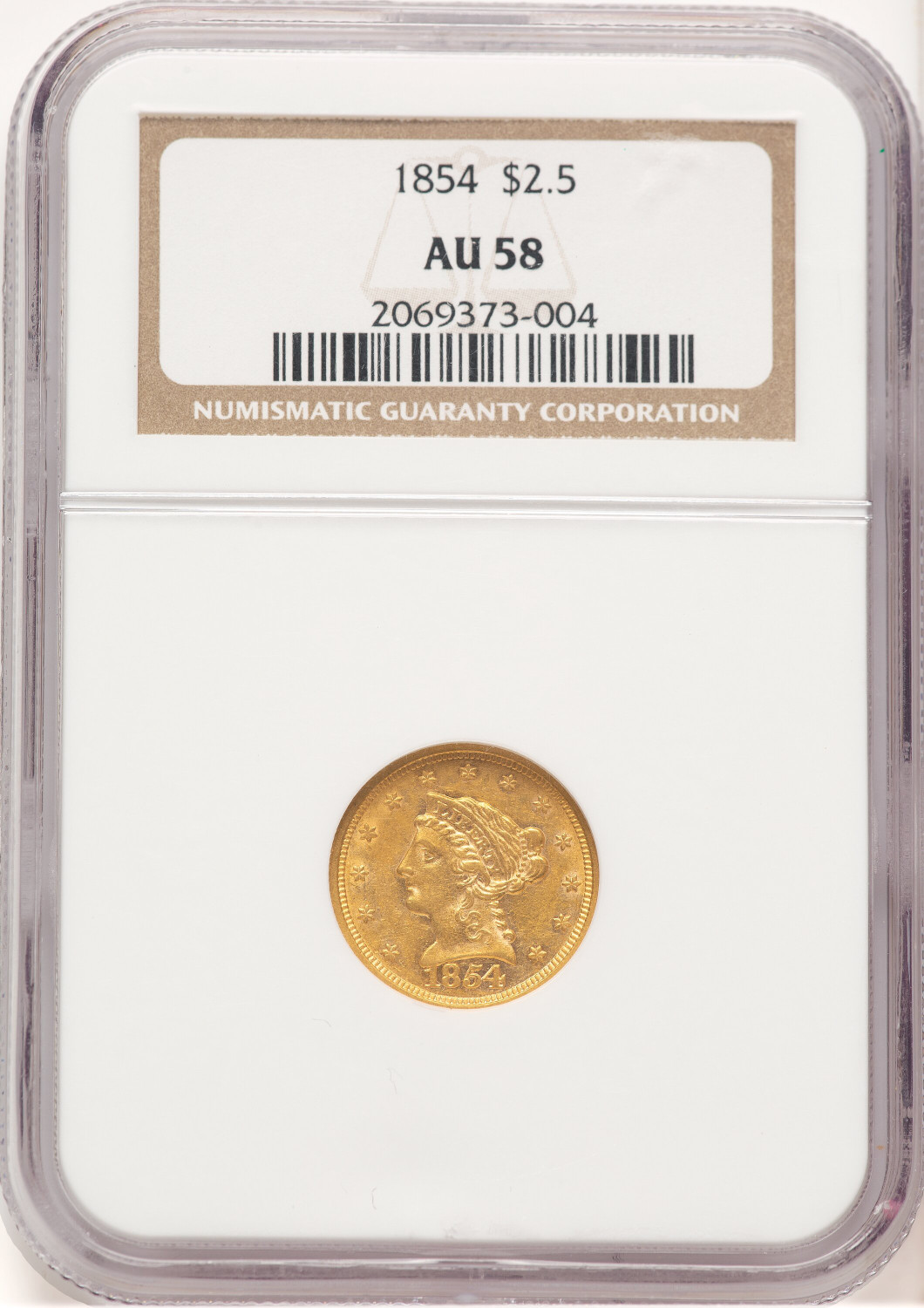 1854 $2.50 Liberty Quarter Eagle NGC AU58 (779362030)