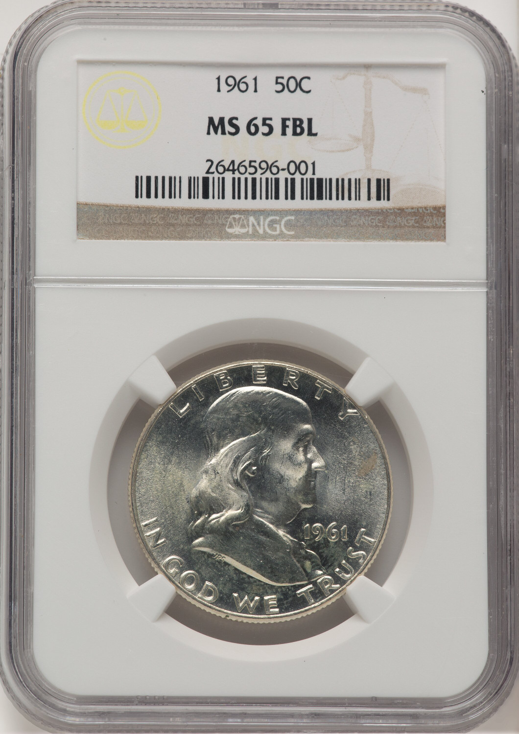 1961 50C FL Franklin Half Dollar NGC MS65