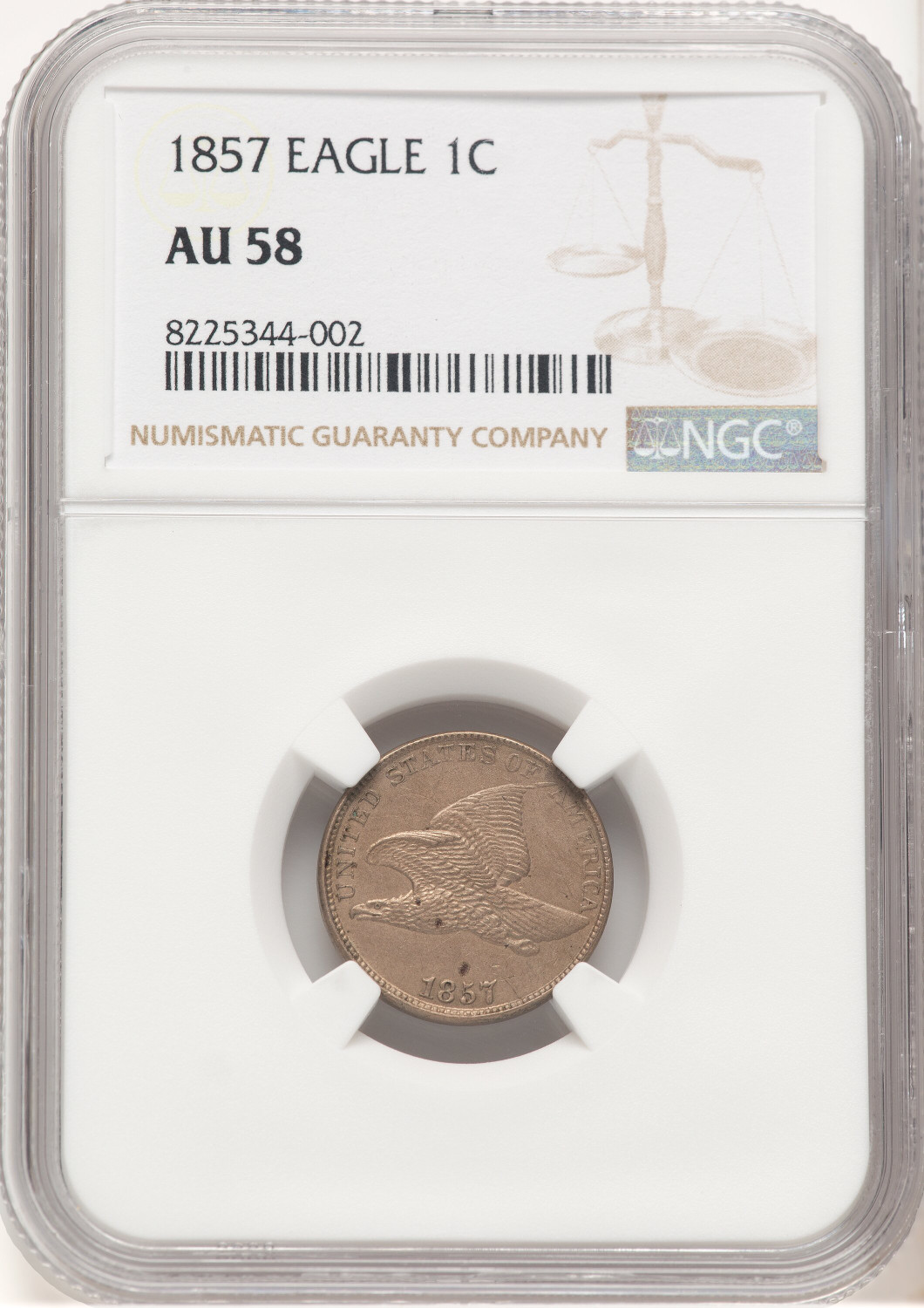 1857 1C Flying Eagle Cent NGC AU58 (778616003)