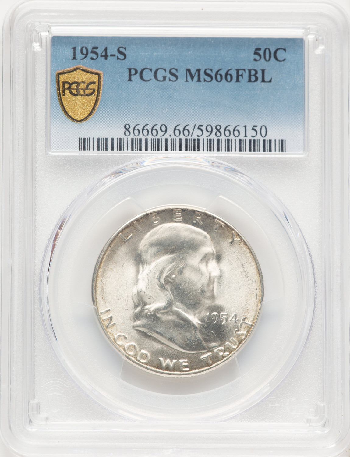 1954-S 50C FL Franklin Half Dollar PCGS MS66