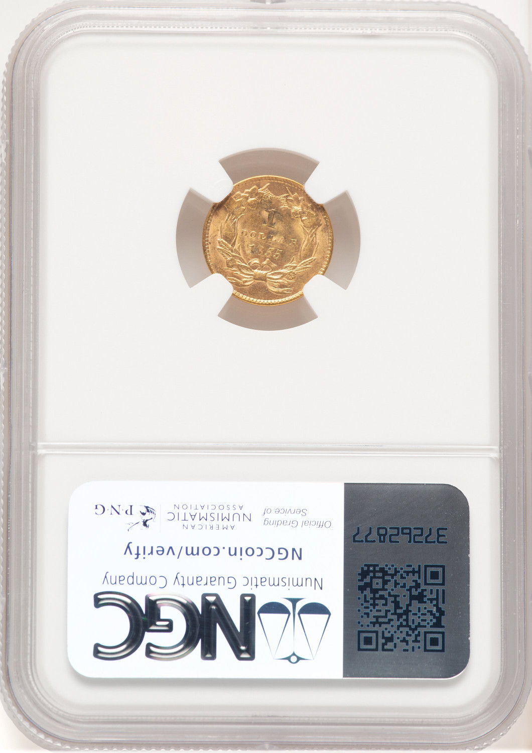 1855 G$1 Type Two Gold Dollar NGC MS61 (780078004). Second image.