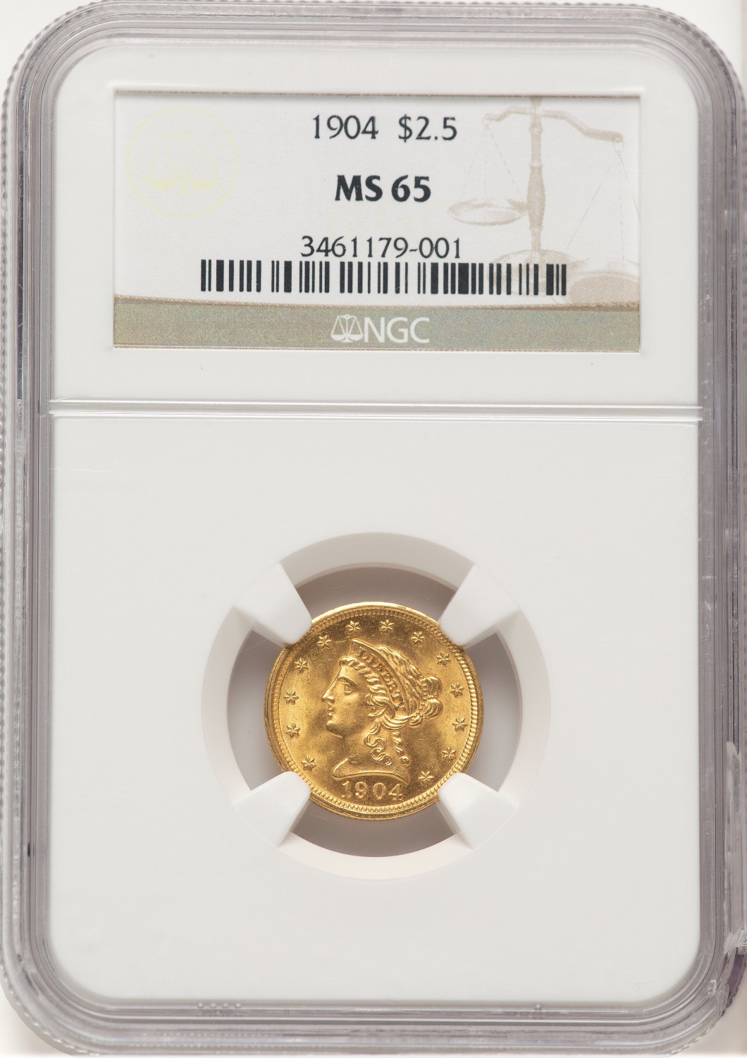 1904 $2.50 Liberty Quarter Eagle NGC MS65 (780078008)