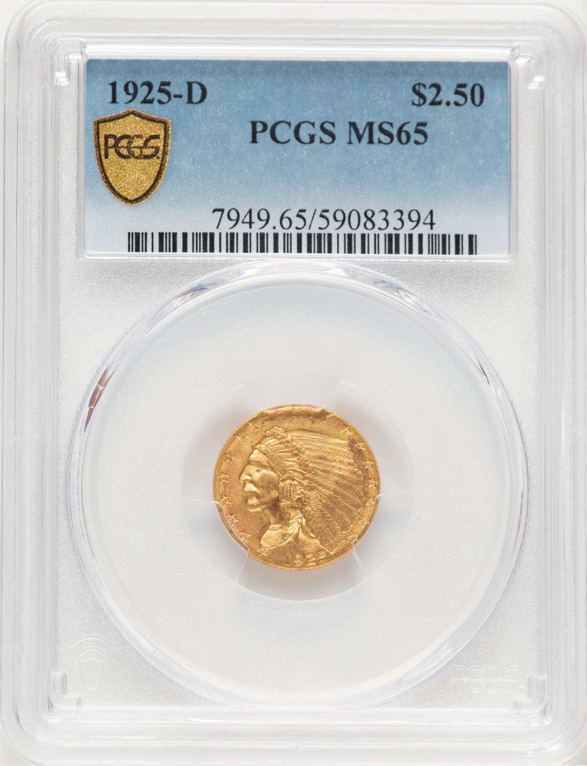 1925-D $2.50 Indian Quarter Eagle PCGS MS65 (780078050)