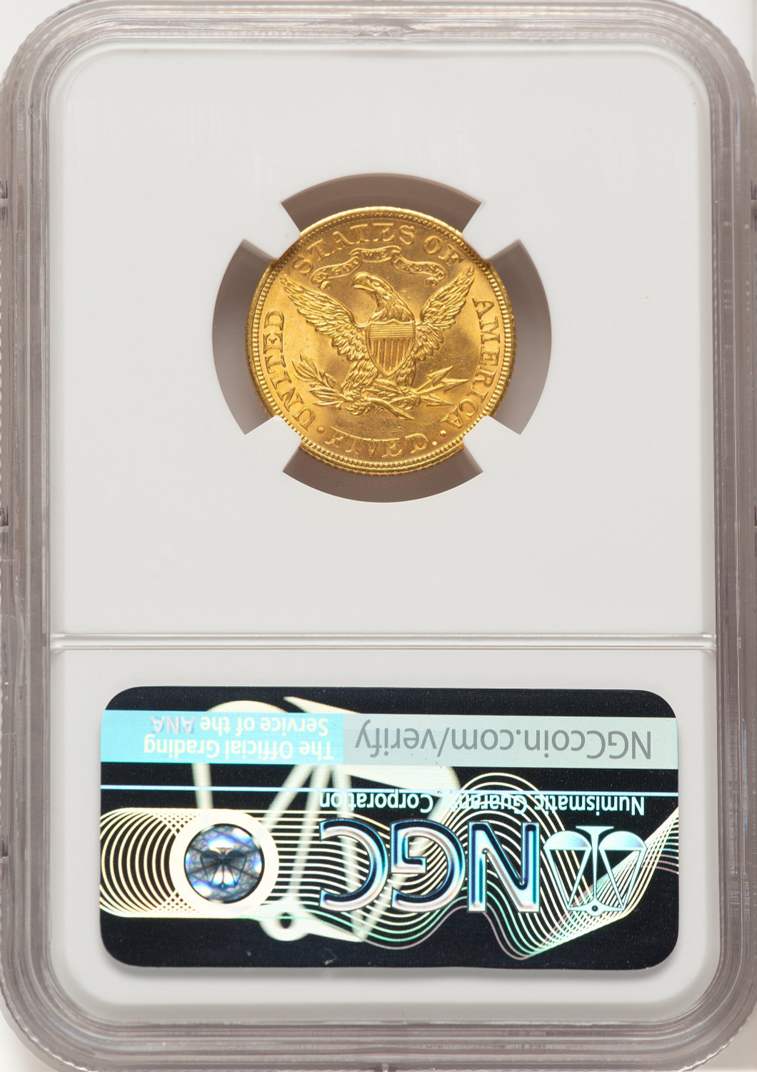 1904 $5 Liberty Half Eagle NGC MS65. Second image.