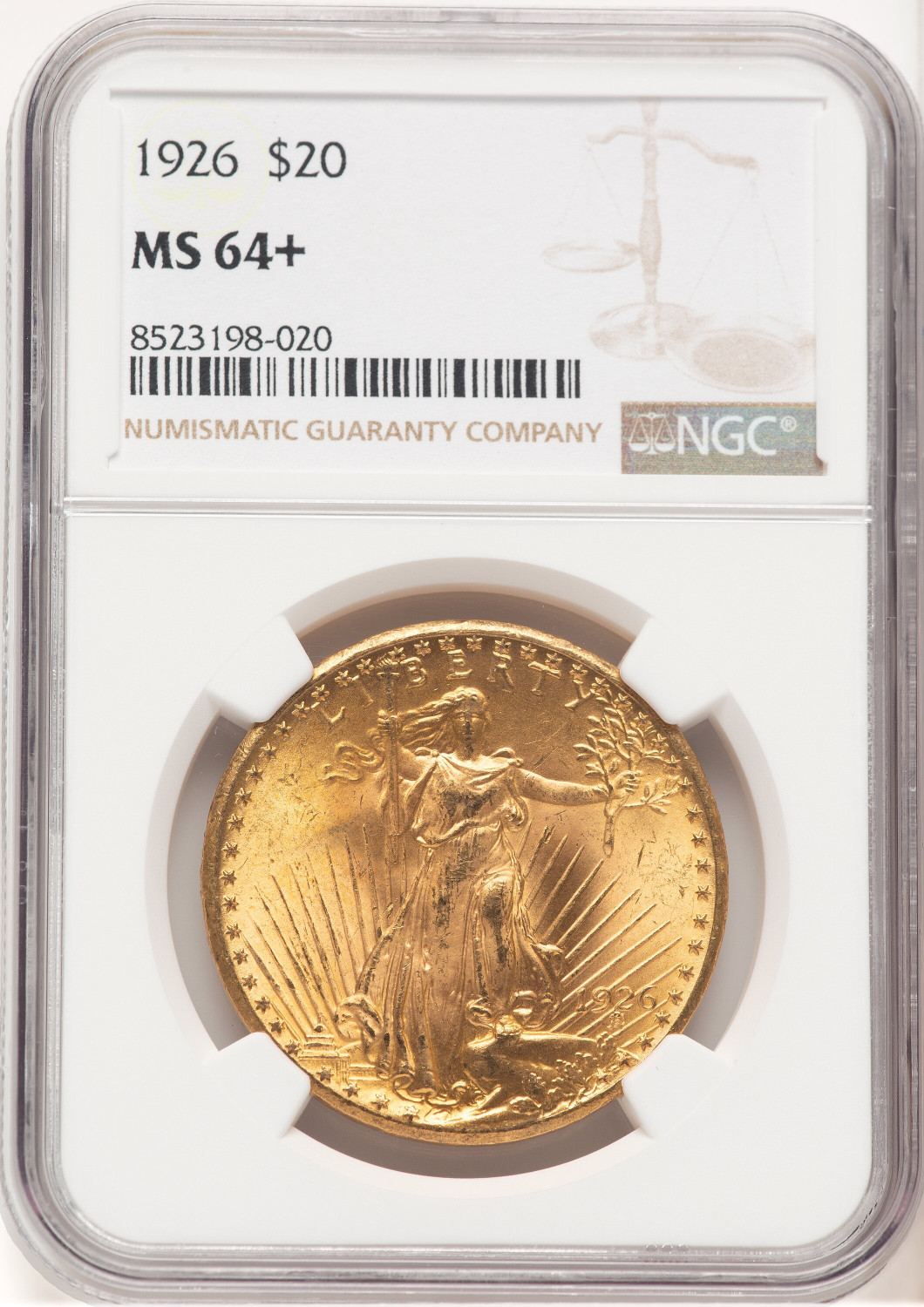1926 $20 Saint-Gaudens Double Eagle NGC MS64+