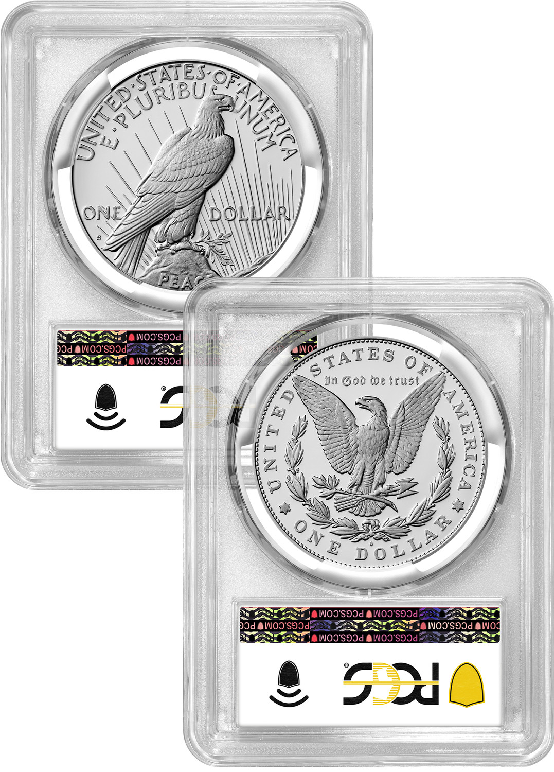 2025-S Morgan and Peace Silver Dollar 2pc Set FDI Coin PCGS PR70