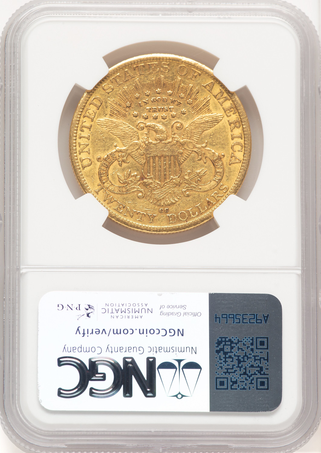 1883-CC $20 Liberty Double Eagle NGC AU53 (177295001). Second image.