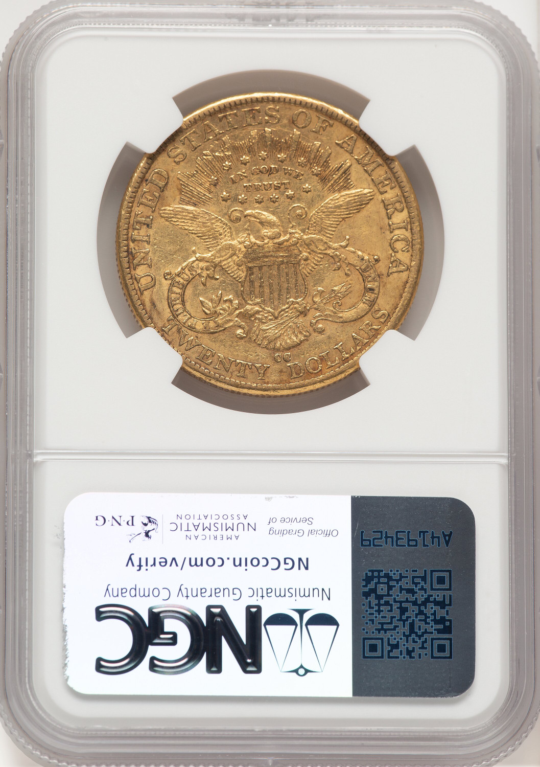 1892-CC $20 Liberty Double Eagle NGC AU53. Second image.