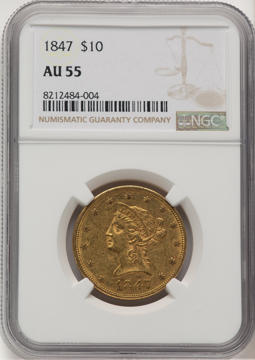 1847 $10 Liberty Eagle NGC AU55 (777985036)