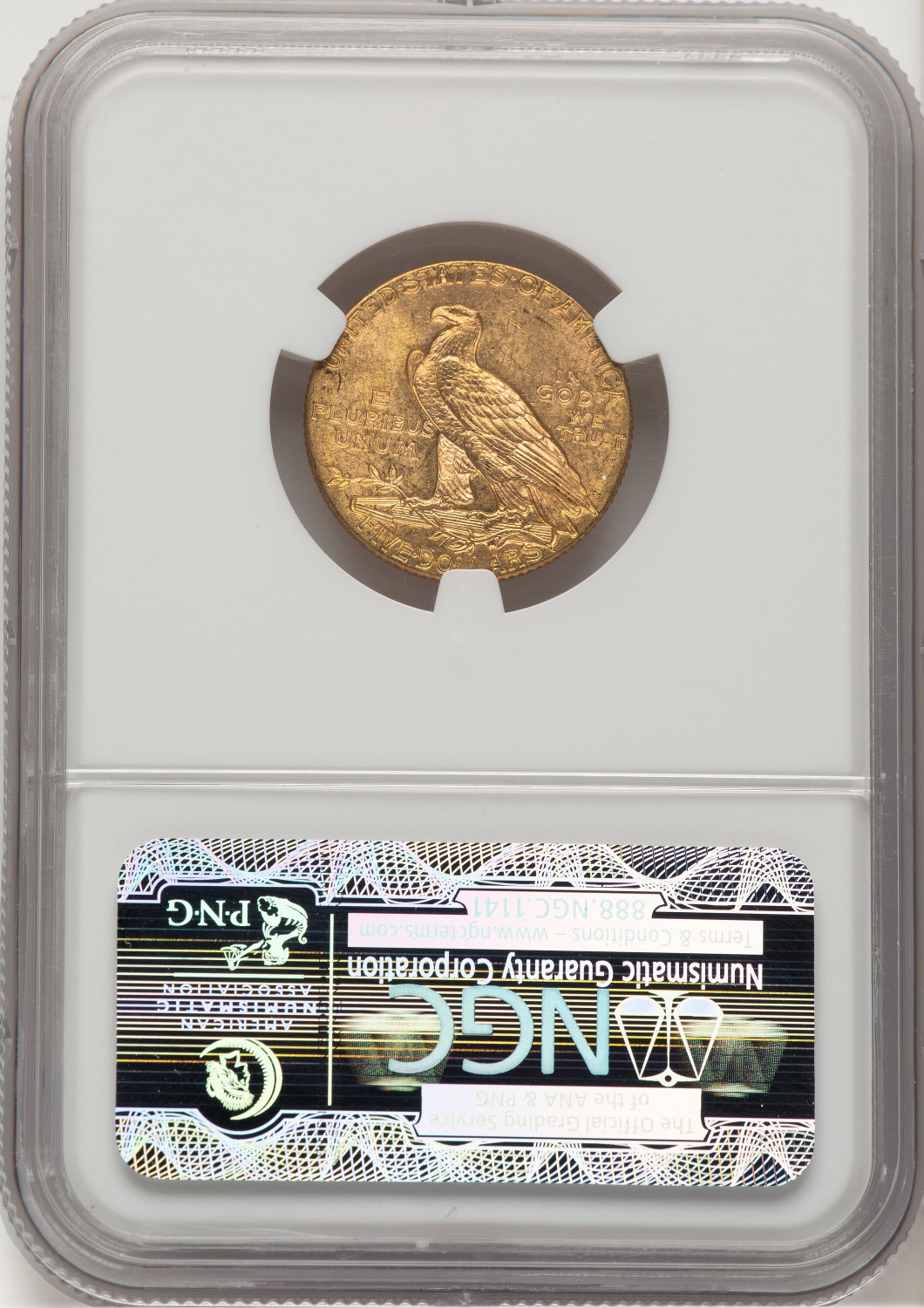 1912 $5 Indian Half Eagle NGC MS63 (778254015). Second image.