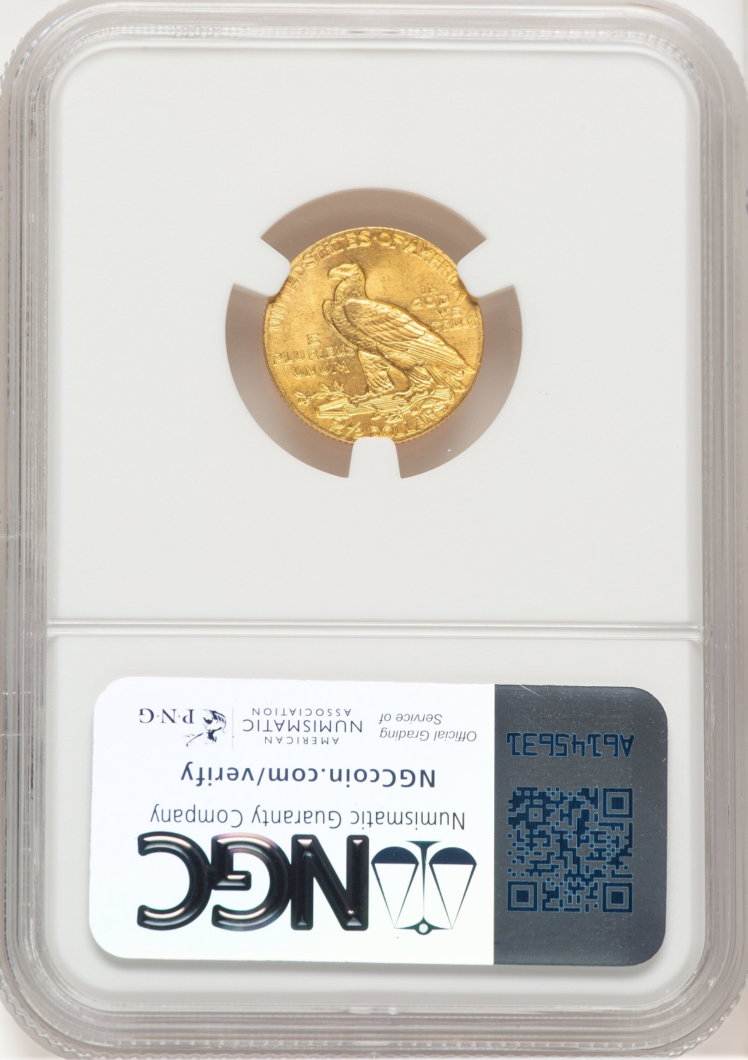 1908 $2.50 Indian Quarter Eagle NGC MS65 (521619002). Second image.