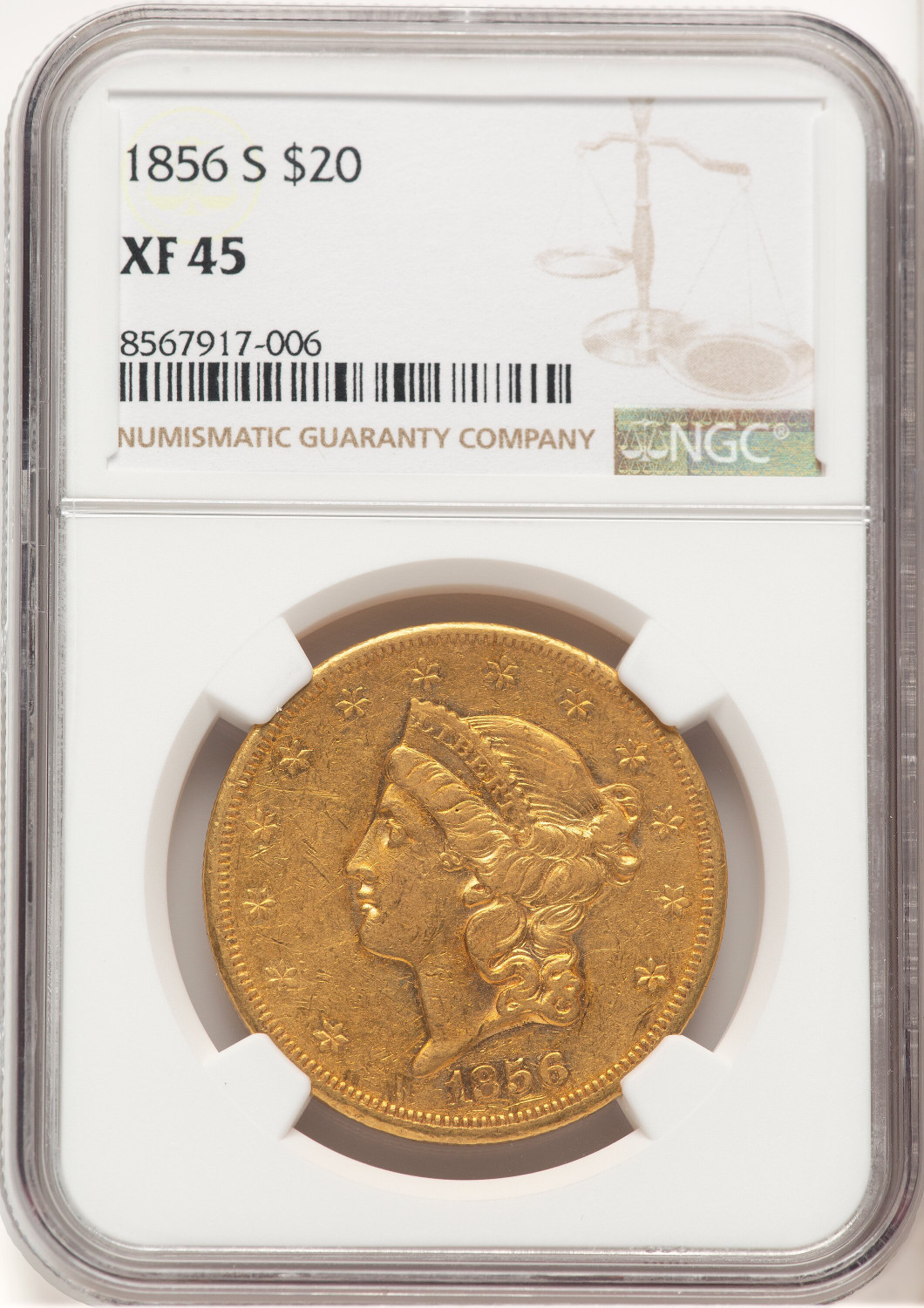 1856-S $20 Liberty Double Eagle NGC XF45 (521657032)